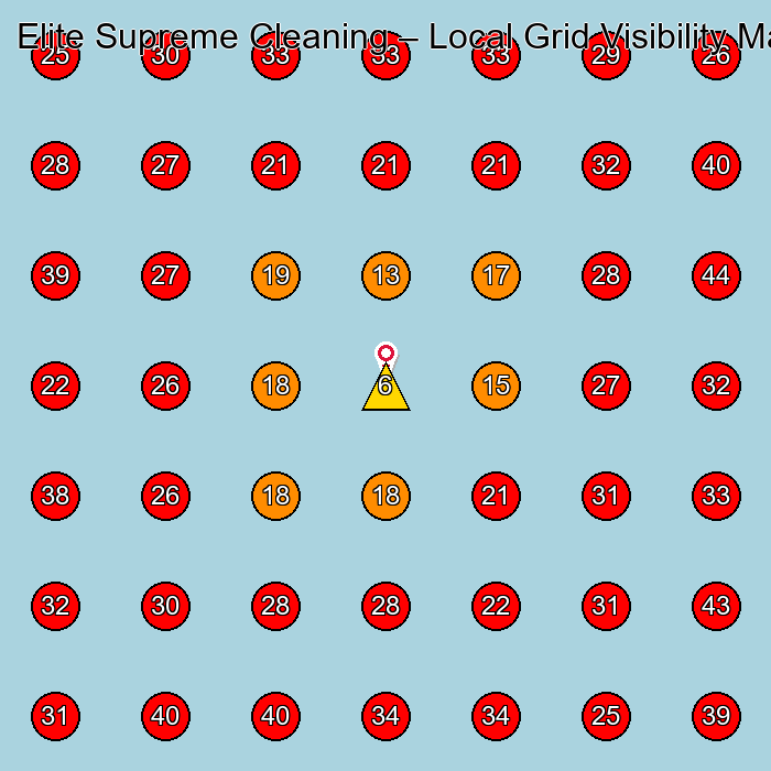 Elite Supreme Cleaning GeoGrid visibility map for Commercial Cleaning Service in None